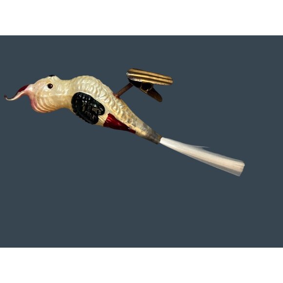 Vintage German Glass Cockatiel Clip Bird Ornament Spun Glass Tail Rare 6" - Picture 6 of 11